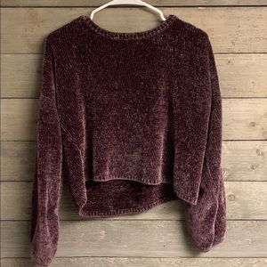 Purple cropped chenille sweater!